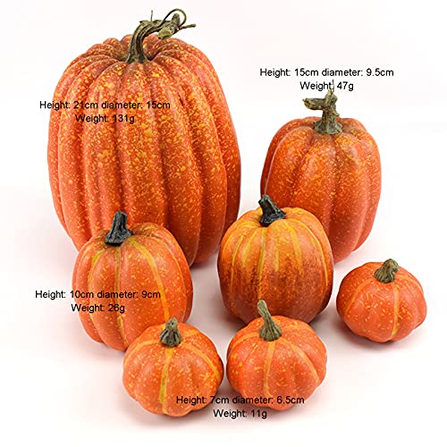 7-Piece Artificial Pumpkin Set for Fall & Thanksgiving Decor