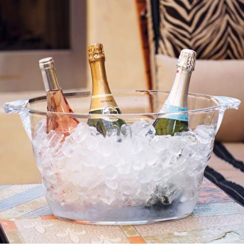 Oggi Acrylic Oval Beverage Cooler - Ice Tub for Drinks & Parties, 18.5 x 11 inches