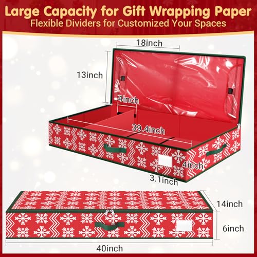 Underbed Wrapping Paper Storage Organizer with Dividers and Pockets