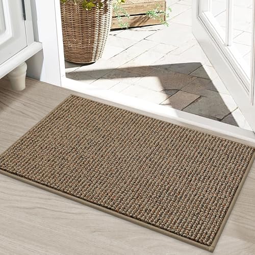 BEQHAUSE Dirt Trapper Door Mat 20x32 Beige Non-Slip Washable Doormat