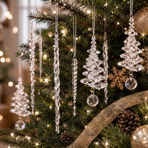 Soulchen 24 Pcs Crystal Icicle Christmas Ornaments - 3 Styles for Tree Hanging Decor (Variant: 24)