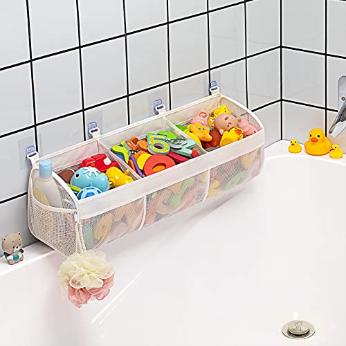 Austion 3-Compartment Bath Toy Organizer - Quick-Drying Mesh Tub Holder