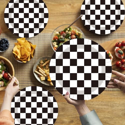 40-Piece Race Car Party Supplies: Checkered Flag Plates and Napkins Set