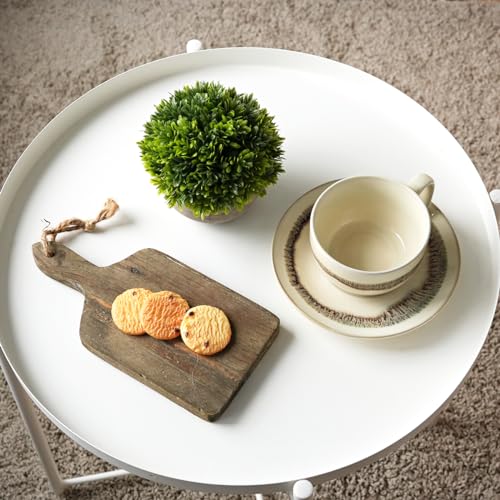 Bosmarlin 10 Oz Ceramic Cappuccino Cup & Saucer Set of 2 - Beige, Dishwasher & Microwave Safe