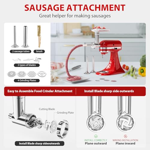 21-Piece Meat Grinder and Cheese Grater Attachment Set for Stand Mixers