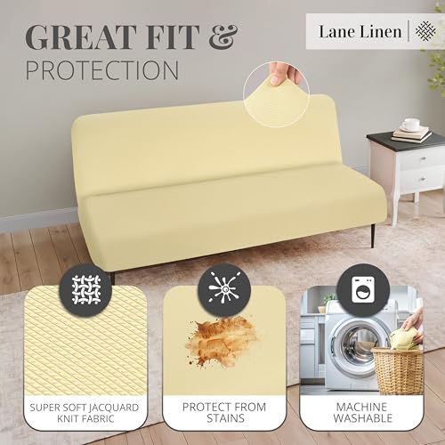 Full Size Stretch Futon Cover - Soft Elastic Slipcover in Pearl Ivory