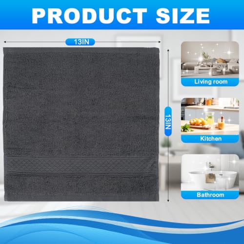 INFICRIME Grey 6 Pack 100% Cotton Face Washcloths 13x13 Inch for Skin & Body