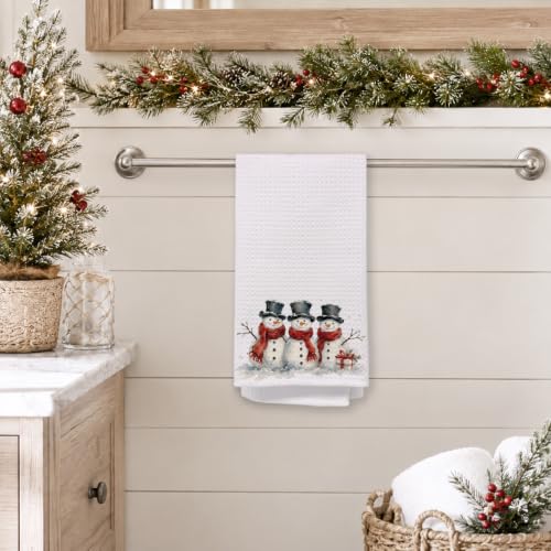 Christmas Snowman Hand Towels for Kitchen & Bathroom 16x24 - Holiday Decor