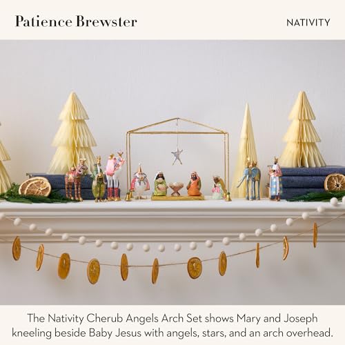 Hand-Painted Cherub Angel Nativity Set with Arch, 4-Piece Christmas Decor