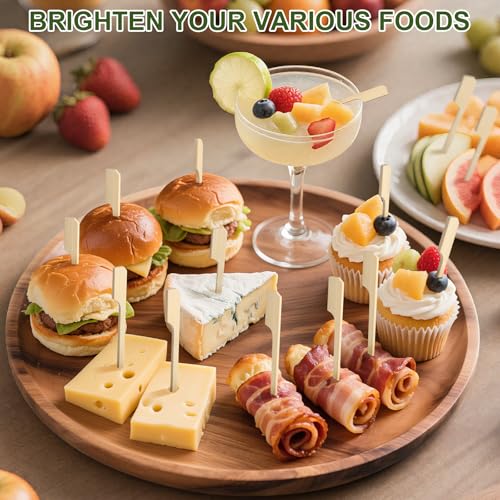3.5 Inch Bamboo Cocktail Picks 200PCS - Smooth Skewers for Food & Drinks (Vicuna R)
