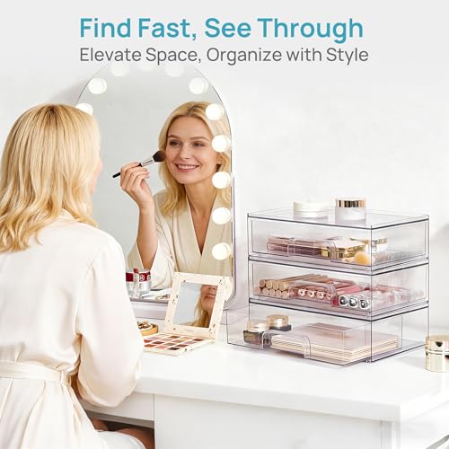 Vtopmart Clear Stackable Storage Drawers - Wide 2 Pack Home Organizer