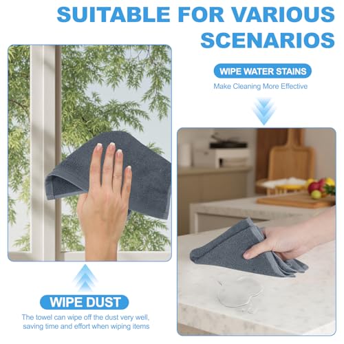 Grey 6-Pack Cotton Washcloths 12x12 Inches - Soft, Absorbent & Durable