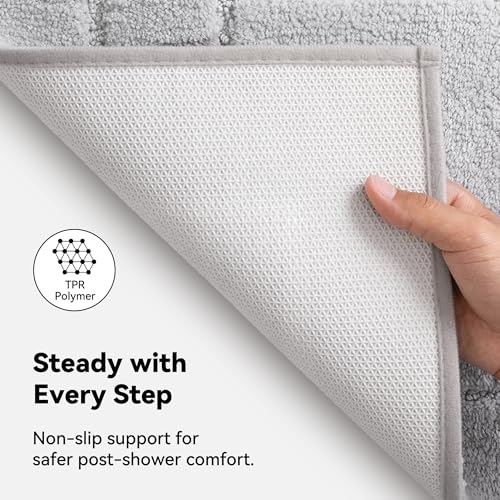 GRANNY SAYS Gray Bathroom Rug 20" x 30", Non-Slip Microfiber Bath Mat