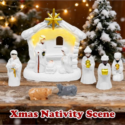 Christmas Nativity Scene Set - 10pcs Resin Tabletop Decoration for Holiday Decor