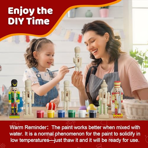 DIY Wooden Nutcracker Painting Kit - 24 Unpainted Figures with Accessories