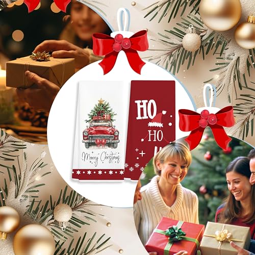 EJGFS Ho Ho Ho Christmas Kitchen Towels Set of 2, 16x24 in