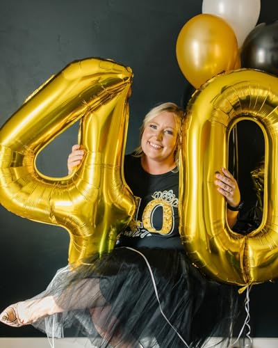 40-Inch Gold Number Balloon 0 - Giant Birthday Decoration