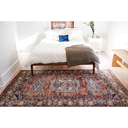 Unique Loom Utopia Collection Area Rug - Larissa (2' 2" x 3' 1" Rectangle, Terracotta/ Blue)