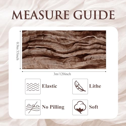 Xiomot 1 Pack Brown Cheesecloth Table Runner 10FT Rustic Boho Sheer Decor
