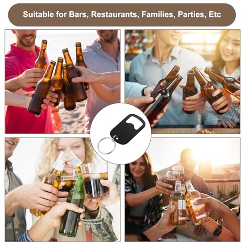 Ouligay 2-Pack Stainless Steel Beer Bottle Opener Keychains for Bartenders & Men