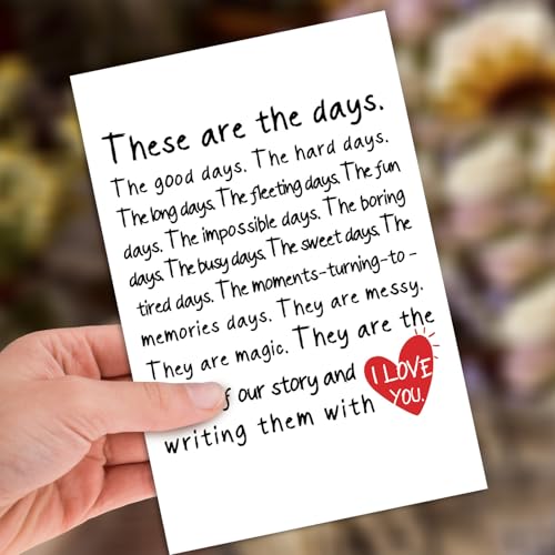 Anniversary Greeting Card for Husband Wife, 8x5.3 Inch Linen Cardstock