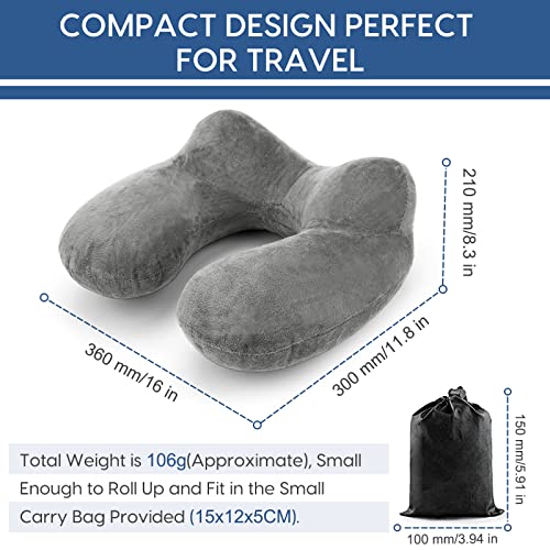 Inflatable Travel Pillow with Soft Velvet Washable Cover
