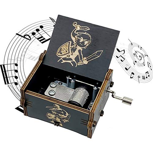Engraved Wooden Hand Crank Music Box, Antique Carved Musical Gift