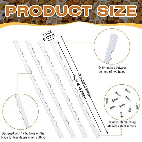 4 Pcs Serrated Bread Knife Replacement Blades with Screws, 10.8-Inch Stainless