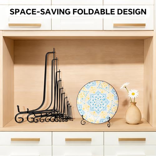 4-Inch Metal Plate Display Stand - Foldable Iron Easel for Photos & Art