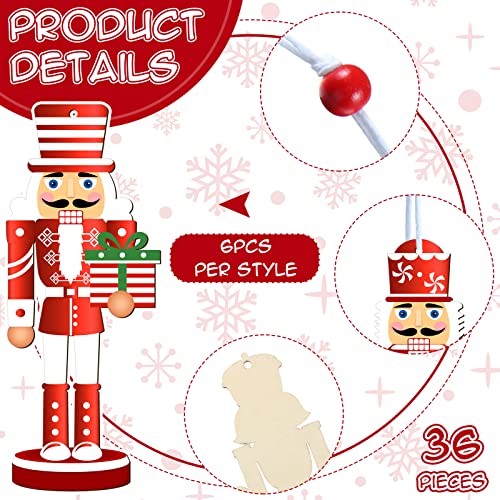 36 Pcs Wooden Christmas Nutcracker Ornaments - Hanging Tree Decor Set