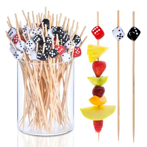 Dice Cocktail Picks - Casino Toothpicks 4.7 Inch Party Appetizer Skewers