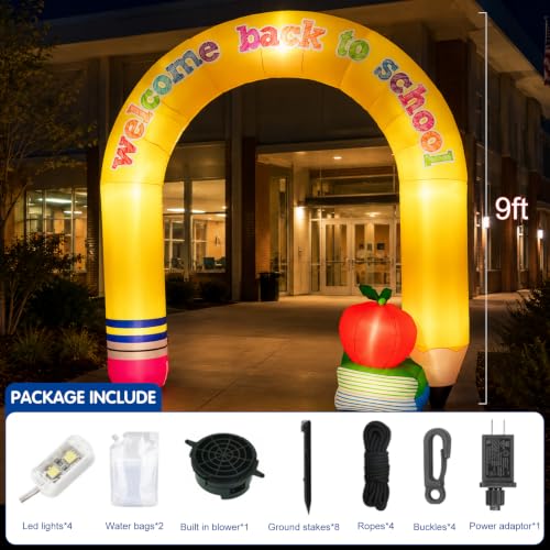 Welcome Back to School Inflatable Pencil Arch - 9Ft Outdoor Decorations with LED Lights - Welcome Back to School Yard Decor - Variation of THIS listing