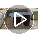 Round Nesting Coffee Table Set of 2, Modern Fluted Wooden Accent Tables