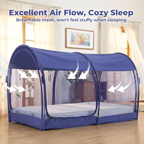 Indoor Pop-Up Privacy Bed Tent - Breathable Mesh Sleeping Canopy Shelter