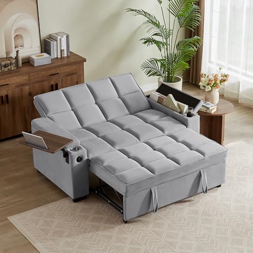 65" Chaise Lounge Chair with Adjustable Backrest, Storage & Swivel Table