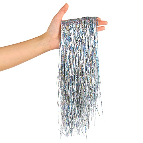Silver Christmas Tinsel Icicles - 2000 Strands 19.7" Shiny Mylar Foil