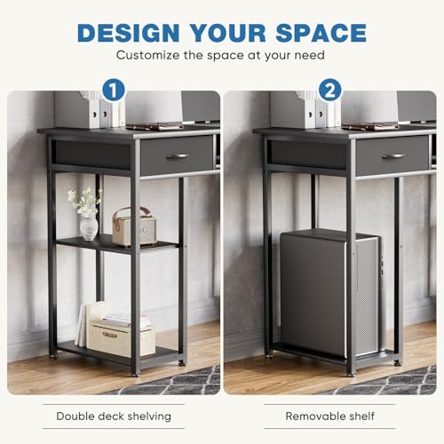 48-Inch Compact Computer Desk with Fabric Drawers for Small Spaces