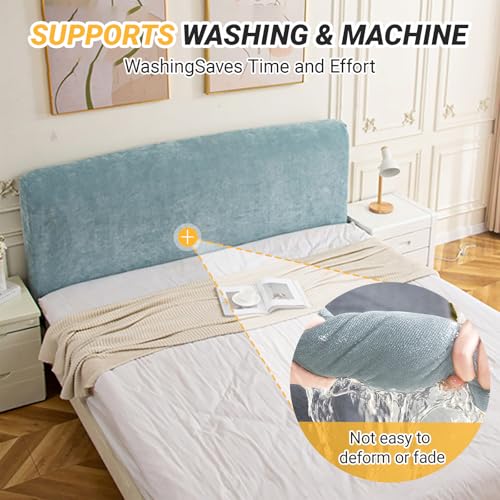 Chenille Bed Headboard Cover - Stretch Velvet Protector for King & Queen Size