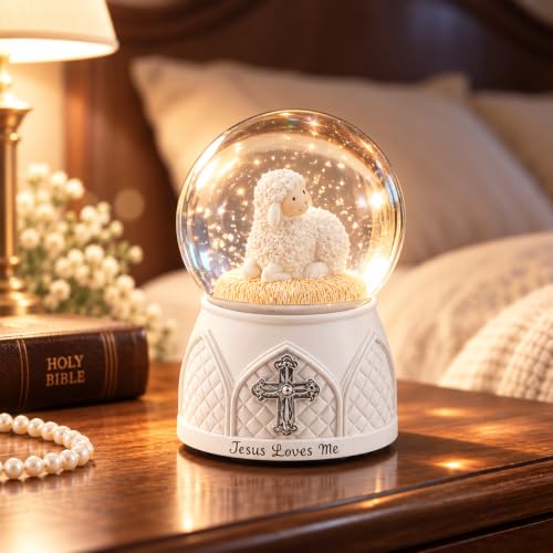 Jesus Loves Me Snow Globe with Musical Hymn | Religious Gift for Baptisms & Easter