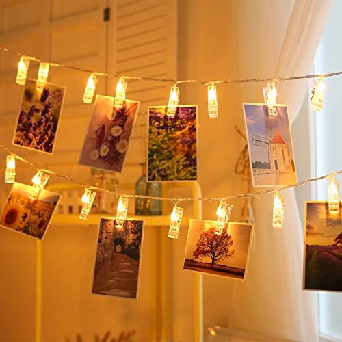 Skiennix 50 LED Photo Clip Starry Lights - Remote-Controlled Fairy Twinkle Lights | 16.4ft Warm White for Home Decor & Festivals