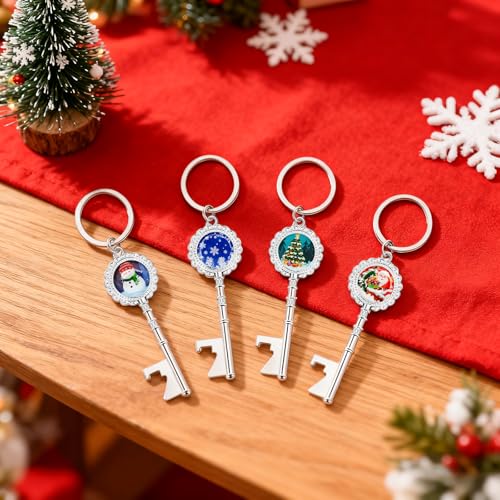 YKLIGTN Silver Christmas Bottle Opener Bulk Pack - Santa, Snowman & Tree Design