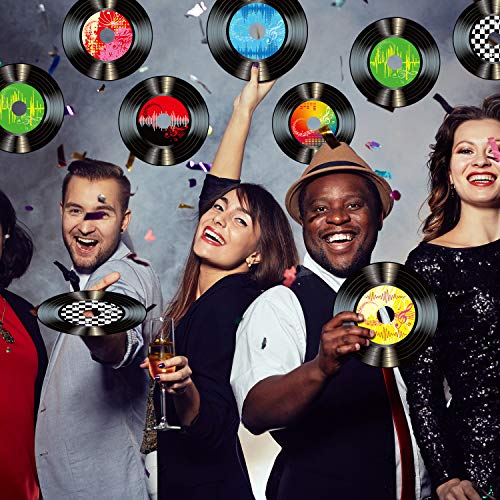 35 Pcs 7-Inch Retro Record Wall Cut-Outs for 50s Rock and Roll Party Decor
