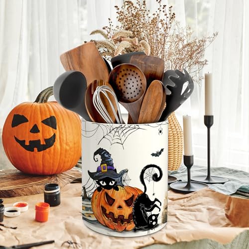 Halloween Ceramic Cat Utensil Holder - Piñata Kitchen Decor