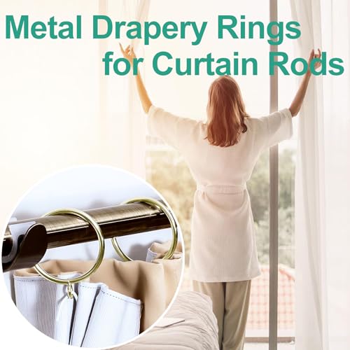 Gold Metal Curtain Rings - 1 Inch Inner Diameter, Set of 24