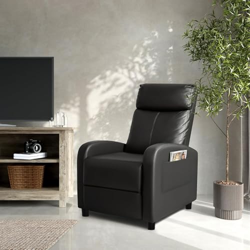 Adjustable PU Leather Recliner Chair with Lumbar Support for Living Room