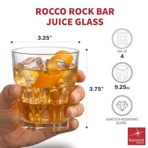 Stackable Rocks Glasses Set - 9.25 Oz Tempered Glass for Cocktails