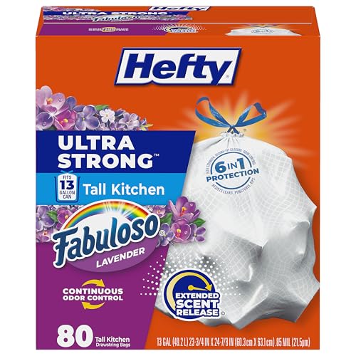 Hefty Ultra Strong 13 Gallon Trash Bags, Fabuloso Lavender, 80 Count