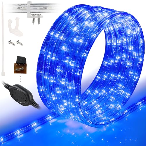 50ft Blue LED Rope Light, 576 LED Outdoor Waterproof Flexible Tube Lighting