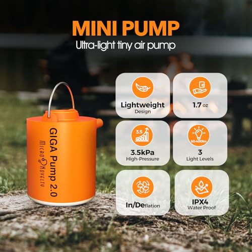 Portable Mini Air Pump with Lantern for Inflatables - Rechargeable