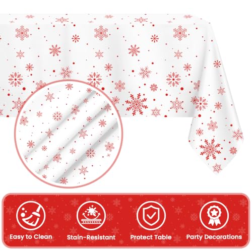 Mulbozy Red & White Snowflake Christmas Tablecloth Set 12 Pcs 54x108 Rectangle